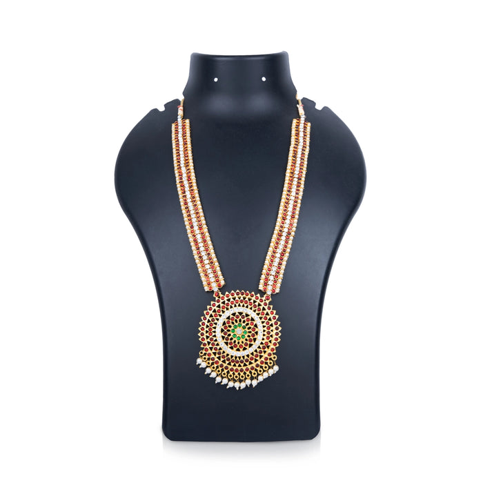 Kemp Stone Haram - 11.5 Inches | Kemp Long Necklace/ Multi Colour Stone Jewellery for Dance