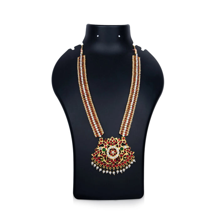 Kemp Stone Haram - 11 Inches | Kemp Long Necklace/ Multi Colour Stone Jewellery for Dance