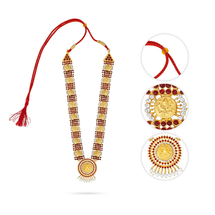 Kemp Stone Haram - 12 Inches | Long Stone Necklace/ Kemp Jewellery for Dance - Bharatanatyam Jewellery