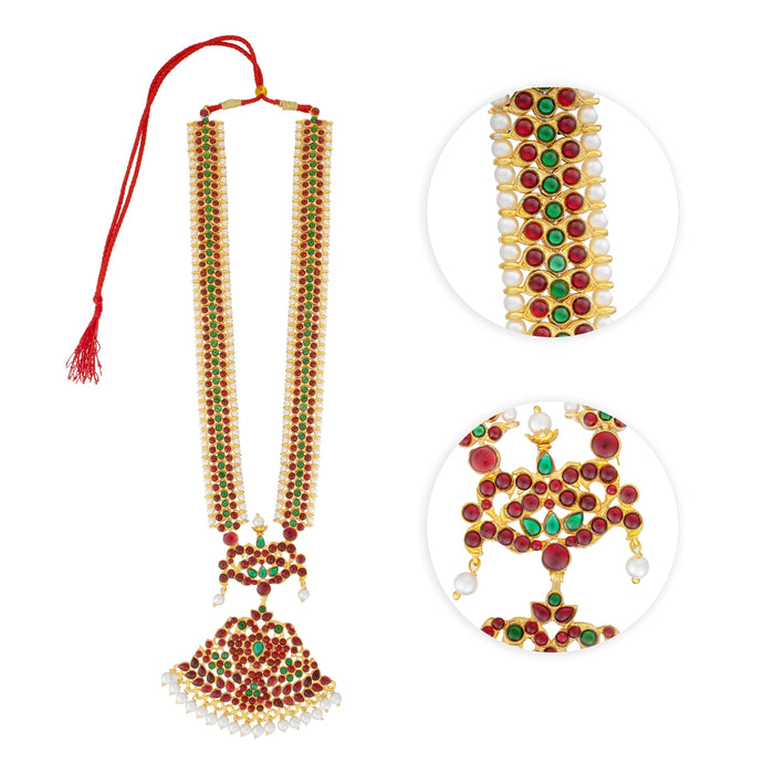 Kemp Stone Haram - 12.5 Inches | Long Multi Colour Stone Necklace/ Kemp Jewellery for Dance