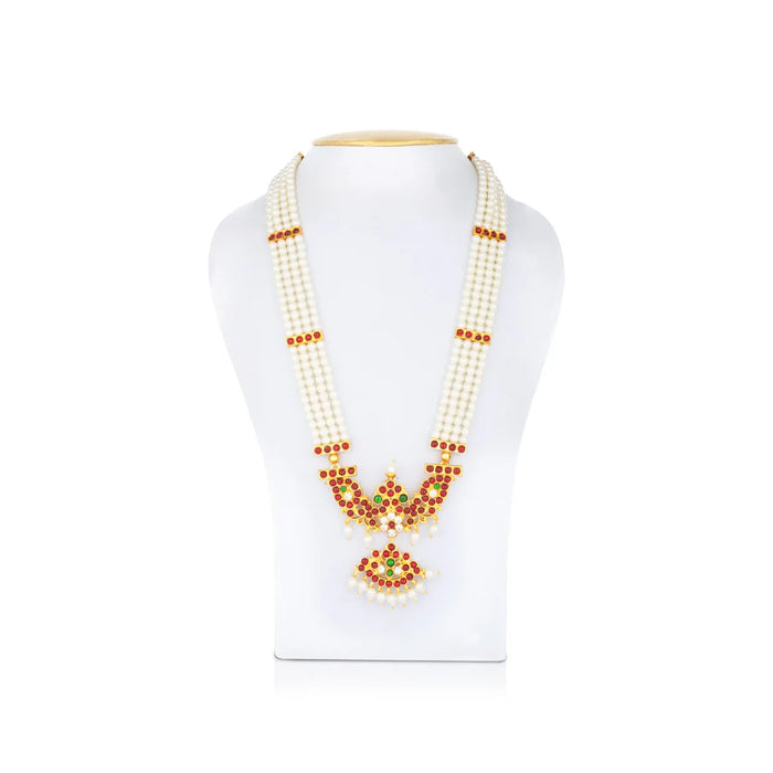 Moti Mala - 11 Inches | Stone Mala/ Pearl Moti Mala for Deity - Bharatanatyam Jewellery