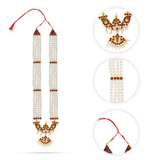 Moti Mala - 11 Inches | Stone Mala/ Pearl Moti Mala for Deity - Bharatanatyam Jewellery