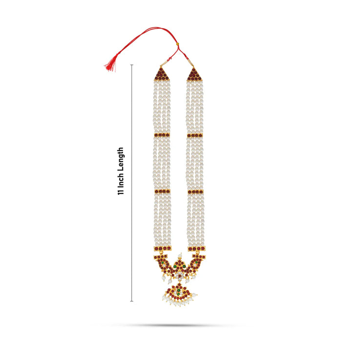 Moti Mala - 11 Inches | Stone Mala/ Pearl Moti Mala for Deity - Bharatanatyam Jewellery