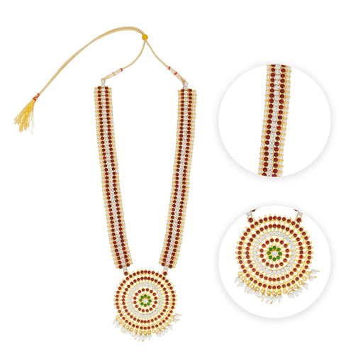 Kemp Haram - 12 Inches | Long Stone Necklace/ Kemp Jewellery for Dance - Bharatanatyam Jewellery