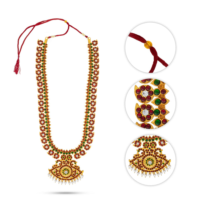 Kemp Stone Haram - 15 Inches | Mango Design Long Stone Necklace/ Kemp Jewellery for Dance