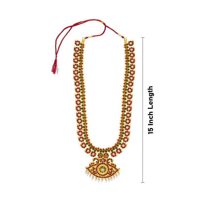 Kemp Stone Haram - 15 Inches | Mango Design Long Stone Necklace/ Kemp Jewellery for Dance