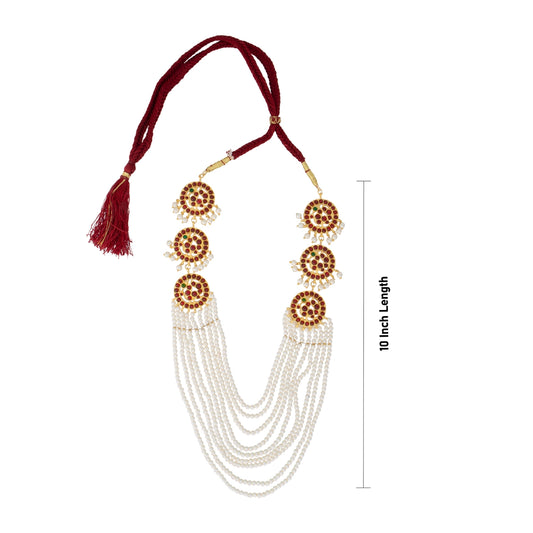 Kemp Moti Haram - 10 Inches | 7 Line Moti Necklace/ Kemp Jewellery for Dance - Bharatanatyam Jewellery