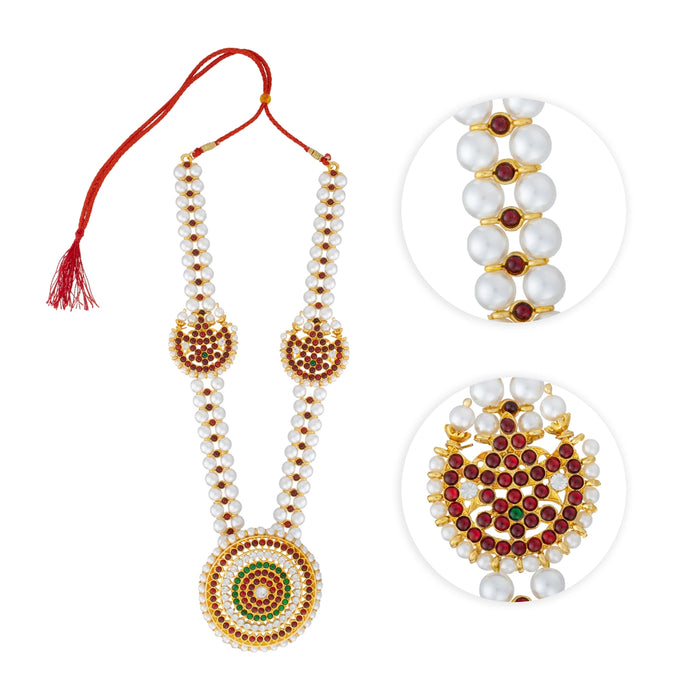 Kemp Moti Haram - 11 Inches | Long Moti Necklace/ Kemp Jewellery for Dance - Bharatanatyam Jewellery