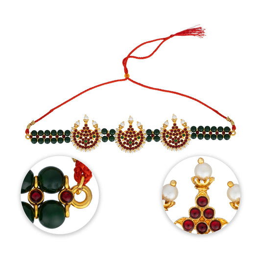 Kemp Moti Necklace | Moti Choker Necklace/ Kemp Jewellery for Dance - Bharatanatyam Jewellery