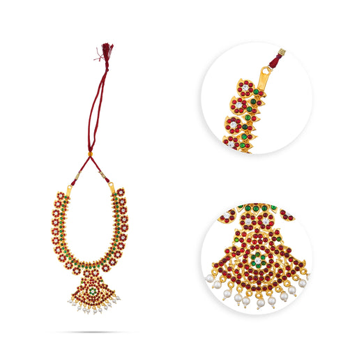 Kemp Stone Necklace - 7.5 Inches | Mango Design Jewellery/ Multi Coloured Stone Necklace for Dance - Bharatanatyam Jewellery