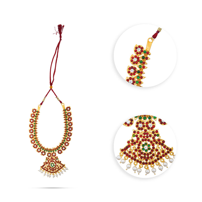 Kemp Stone Necklace - 7.5 Inches | Mango Design Jewellery/ Multi Coloured Stone Necklace for Dance - Bharatanatyam Jewellery