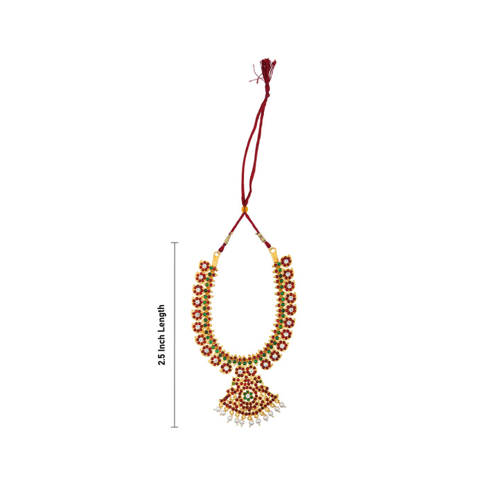 Kemp Stone Necklace - 7.5 Inches | Mango Design Jewellery/ Multi Coloured Stone Necklace for Dance - Bharatanatyam Jewellery