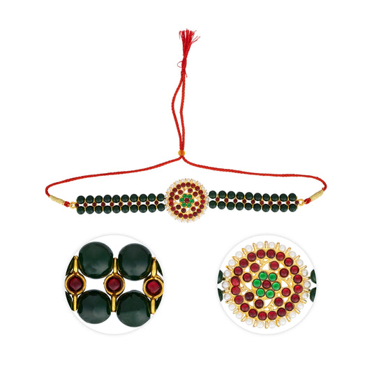 Kemp Moti Necklace | Moti Choker Necklace/ Kemp Jewellery for Dance - Bharatanatyam Jewellery
