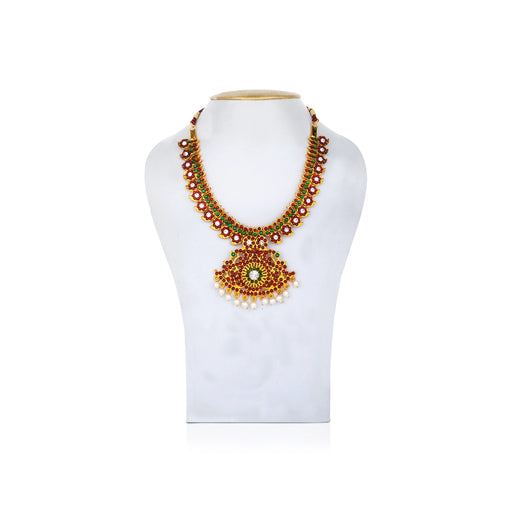 Kemp Stone Necklace - 6.5 Inches | Mango Design Stone Jewellery/ Kemp Jewelry for Dance - Bharatanatyam Jewellery