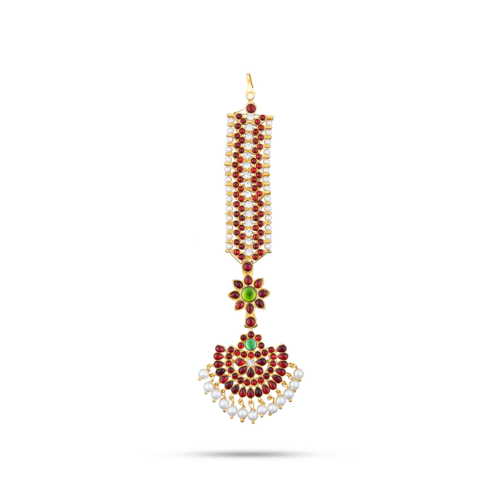 Kemp Nethi Chutti | Kemp Multicolour Stone Jewellery/ Bharatanatyam Jewelry/ Mangtika for Women/ 35 Gms Approx