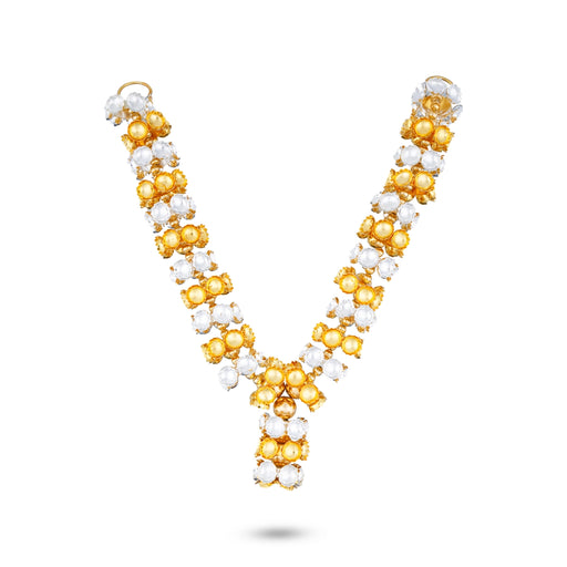 Stone Mala - 8 Inches | Lotus Design Stone Necklace/ Gold Polish Jewellery for Deity - Neck & Body Accessories