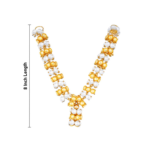 Stone Mala - 8 Inches | Lotus Design Stone Necklace/ Gold Polish Jewellery for Deity - Neck & Body Accessories