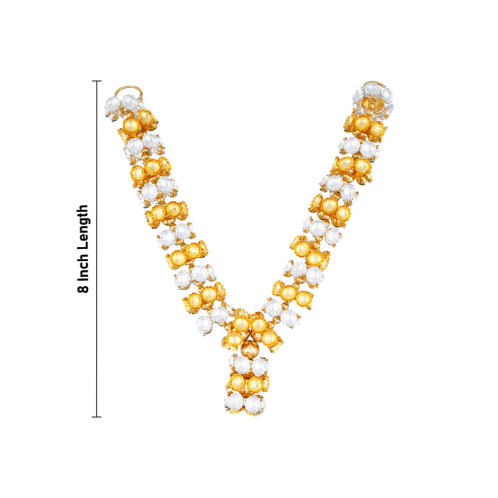 Stone Mala - 8 Inches | Lotus Design Stone Necklace/ Gold Polish Jewellery for Deity - Neck & Body Accessories