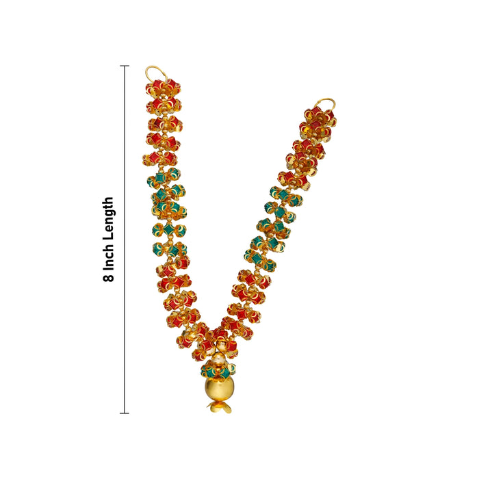 Stone Mala - 8 Inches | Lotus Design Beads Necklace/ Gold Polish Jewellery for Deity - Neck & Body Accessories