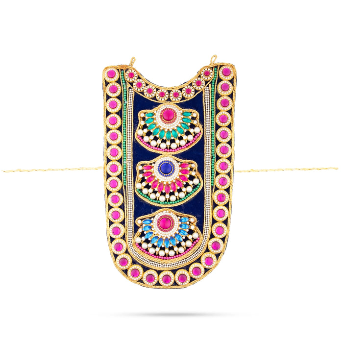 Stone Haram - 12 x 8.25 Inches | Velvet Artificial Jewelry/ Stone Necklace/ Multicolour Stone Jewellery for Deity - Neck & Body Accessories