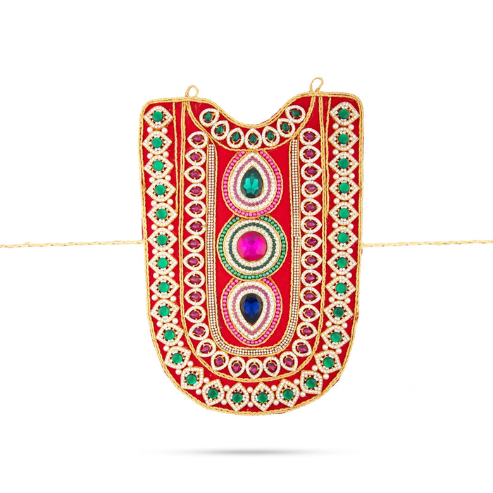 Stone Haram - 12 x 8.25 Inches | Velvet Artificial Jewelry/ Stone Necklace/ Multicolour Stone Jewellery for Deity - Neck & Body Accessories