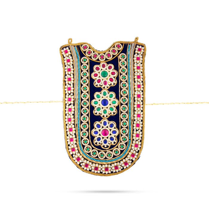 Stone Haram - 12 x 8.25 Inches | Velvet Artificial Jewelry/ Stone Necklace/ Multicolour Stone Jewellery for Deity - Neck & Body Accessories