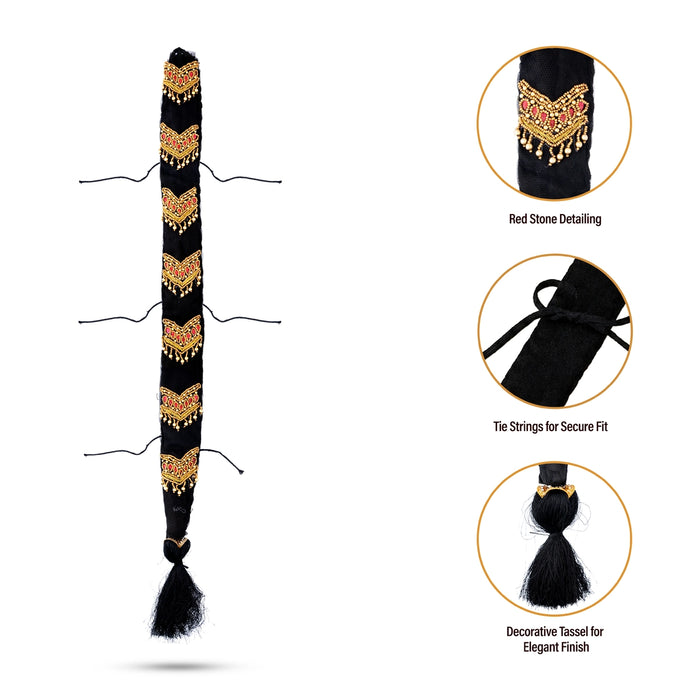 Jadai - 32 Inches | 7 Bit/ Beaded Hair Braid Ornament/ Traditional Jadai For Varalakshmi Decor