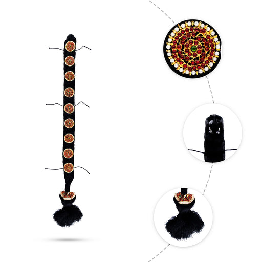 Kemp Readymade Jadai - 33 Inches | 9 Bits Stone Jadai/ Artificial Jadai For Hair Decoration - Bharatanatyam Jewellery