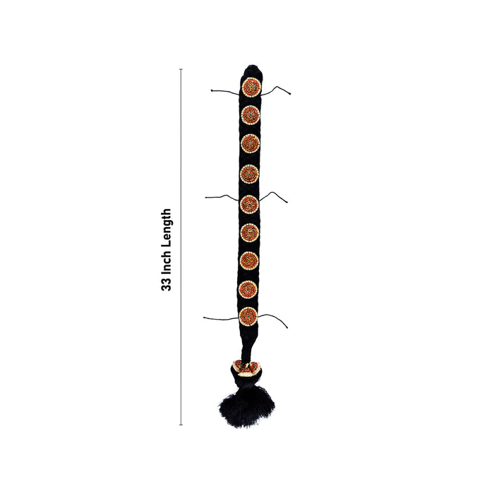 Kemp Readymade Jadai - 33 Inches | 9 Bits Stone Jadai/ Artificial Jadai For Hair Decoration - Bharatanatyam Jewellery