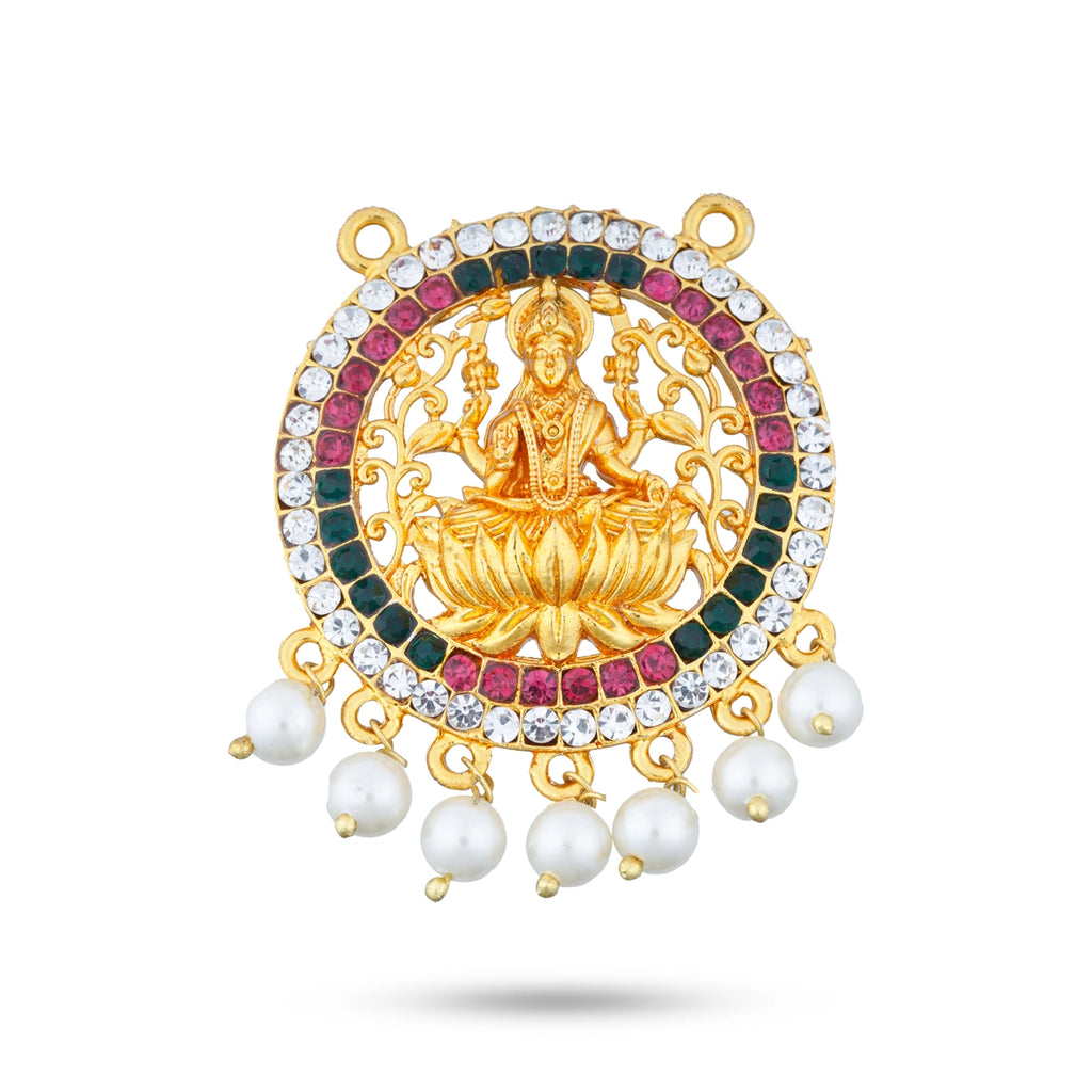 Lakshmi Pendant - 2 Inches | Stone Laxmi Pendant/ Gold Polish Lakshmi Locket for Deity