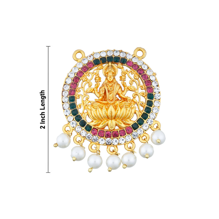 Lakshmi Pendant - 2 Inches | Stone Laxmi Pendant/ Gold Polish Lakshmi Locket for Deity