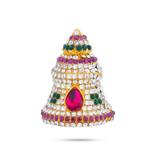 Full Crown - 1.5 X 1.25 Inches | Multicolour Stone Kireedam/ Mukut/ Kiridam For Deity Decoration - Head & Face Accessories