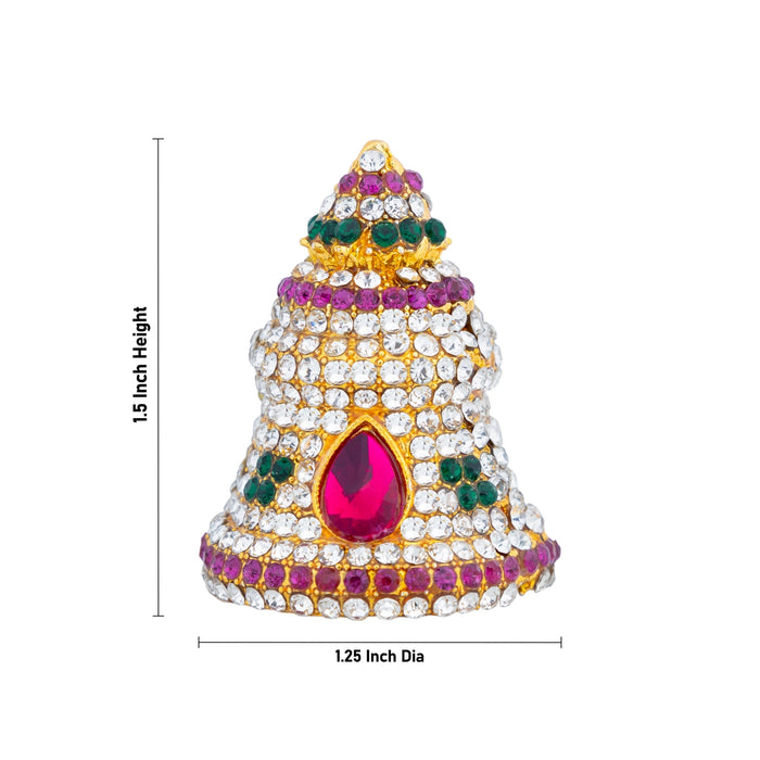 Full Crown - 1.5 X 1.25 Inches | Multicolour Stone Kireedam/ Mukut/ Kiridam For Deity Decoration - Head & Face Accessories