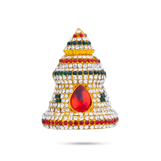 Full Stone Crown - 2.5 x 1.5 Inches | Kireedam/ Multicolour Stone Mukut/ Kiridam for Deity - Head & Face Accessories