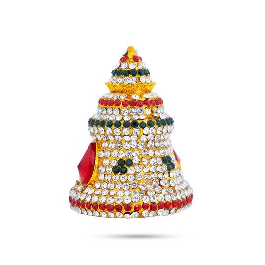 Full Stone Crown - 2.5 x 1.5 Inches | Kireedam/ Multicolour Stone Mukut/ Kiridam for Deity - Head & Face Accessories