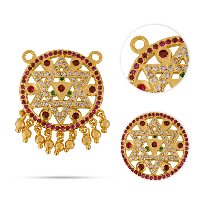 Multicolour Stone Pendant - 2 x 1.5 Inches | Locket / Dollar / Artificial Jewellery For Chain