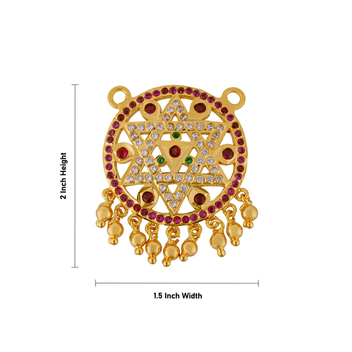 Multicolour Stone Pendant - 2 x 1.5 Inches | Locket / Dollar / Artificial Jewellery For Chain