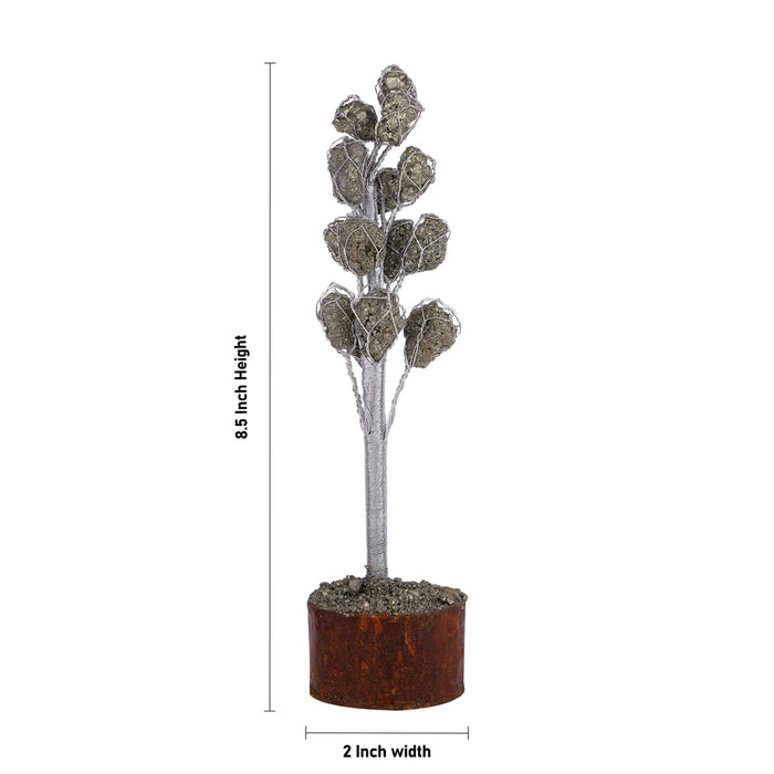 Pyrite Tree - 8.5 x 2 Inches | Semi Precious Tree/ Gemstone Tree for Wealth & Positive Energy