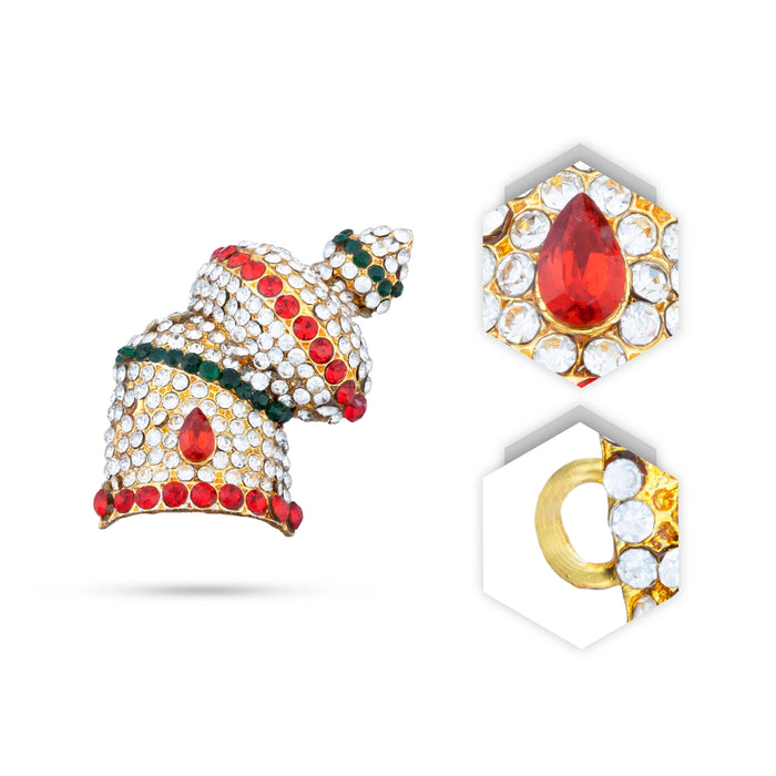 Half Crown - 1.5 Inches | Multicolour Stone Kireedam/ Andal Kiridam for Deity/ 10 Gms Approx - Head & Face Accessories