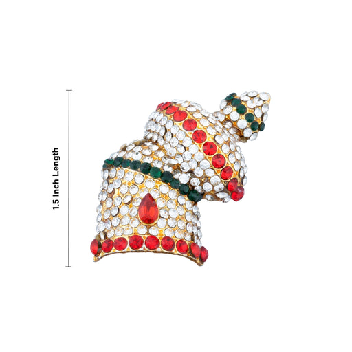 Half Crown - 1.5 Inches | Multicolour Stone Kireedam/ Andal Kiridam for Deity/ 10 Gms Approx - Head & Face Accessories