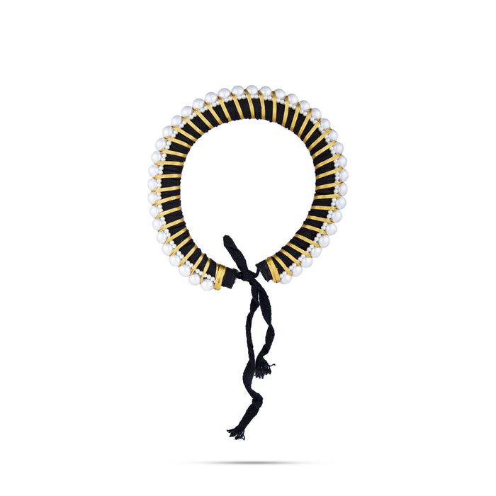 Hair Ring Juda - 6.5 Inches | Moti Beads Hair Accessory/ Black Hair Bun for Deity - Head & Face Accessories