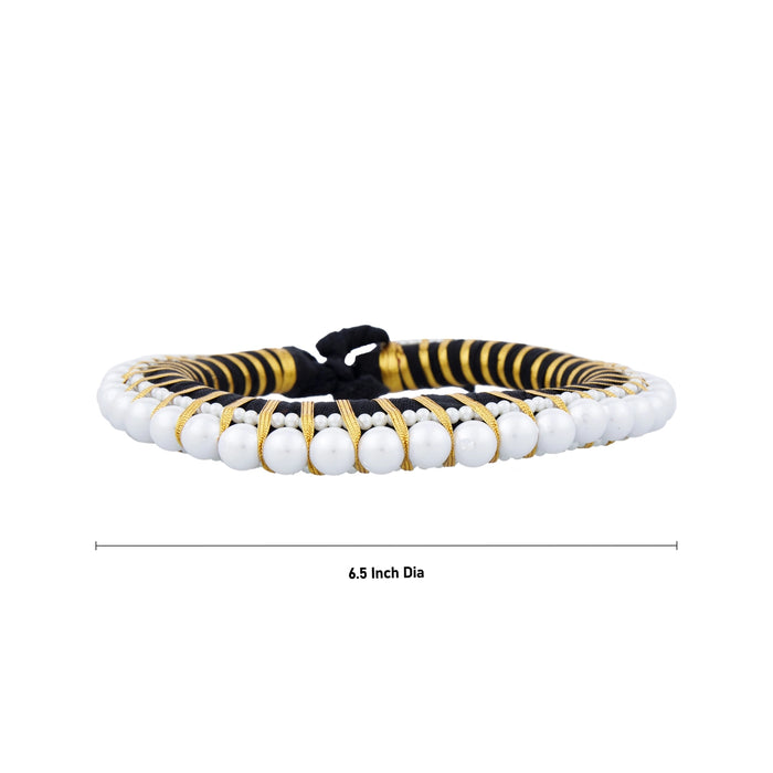 Hair Ring Juda - 6.5 Inches | Moti Beads Hair Accessory/ Black Hair Bun for Deity - Head & Face Accessories