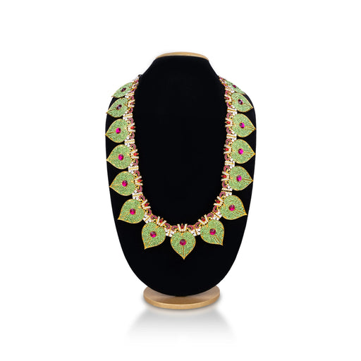 Stone Haram - 14 Inches | 15 Betal Leaf Design Artificial Jewelry/ Multicolour Stone Jewellery For Deity - Neck & Body Accessories