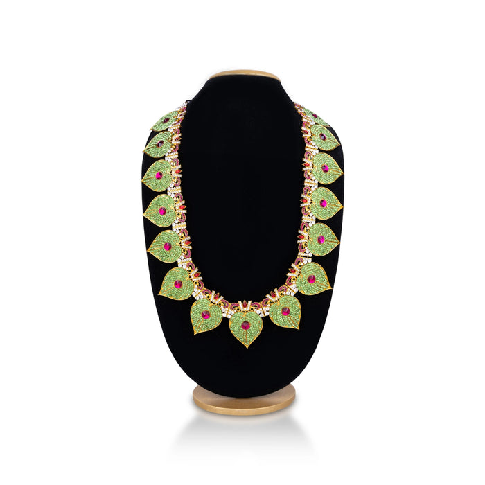 Stone Haram - 14 Inches | 15 Betal Leaf Design Artificial Jewelry/ Multicolour Stone Jewellery For Deity - Neck & Body Accessories