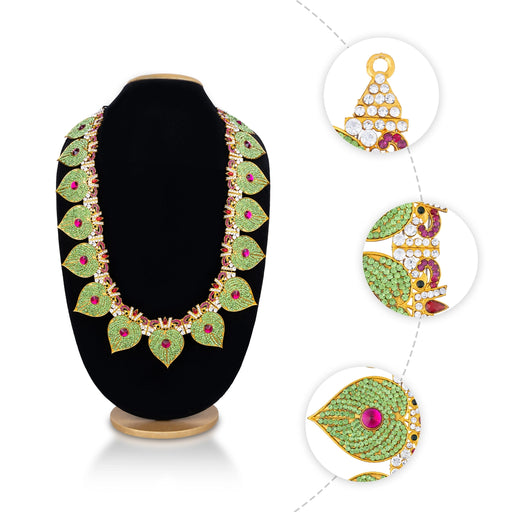 Stone Haram - 14 Inches | 15 Betal Leaf Design Artificial Jewelry/ Multicolour Stone Jewellery For Deity - Neck & Body Accessories
