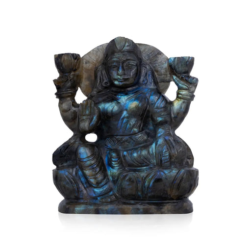 Lakshmi Sitting on Base Murti- 4 x 3 Inches | LabraDorite Idol/ Maha Lakshmi Statue/ Decor For Home & Pooja - Sphatik & Semi Precious Stone Murties