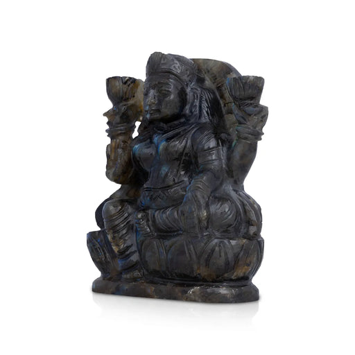 Lakshmi Sitting on Base Murti- 4 x 3 Inches | LabraDorite Idol/ Maha Lakshmi Statue/ Decor For Home & Pooja - Sphatik & Semi Precious Stone Murties