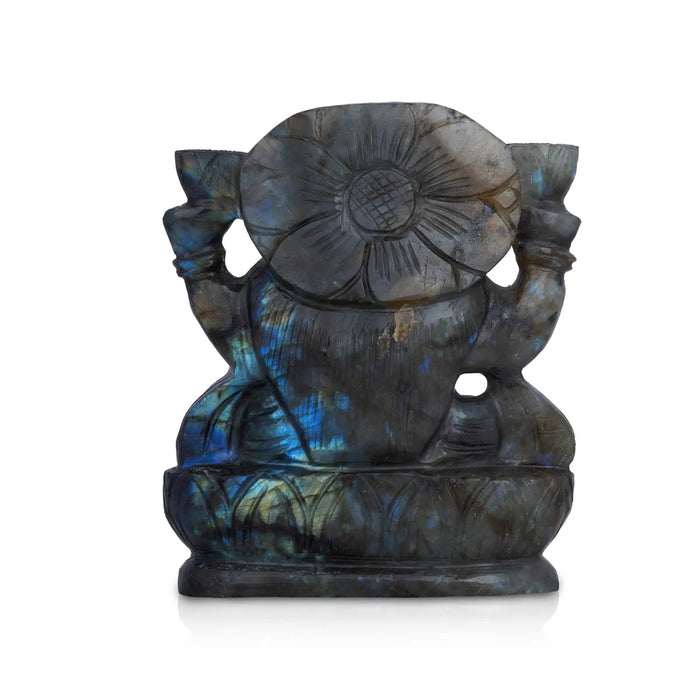 Lakshmi Sitting on Base Murti- 4 x 3 Inches | LabraDorite Idol/ Maha Lakshmi Statue/ Decor For Home & Pooja - Sphatik & Semi Precious Stone Murties