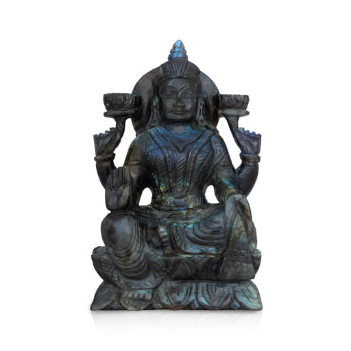 Lakshmi Sitting on Base Murti- 4 x 3 Inches | LabraDorite Idol/ Maha Lakshmi Statue/ Decor For Home & Pooja - Sphatik & Semi Precious Stone Murties