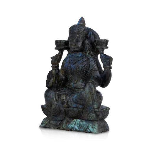 Lakshmi Sitting on Base Murti- 4 x 3 Inches | LabraDorite Idol/ Maha Lakshmi Statue/ Decor For Home & Pooja - Sphatik & Semi Precious Stone Murties
